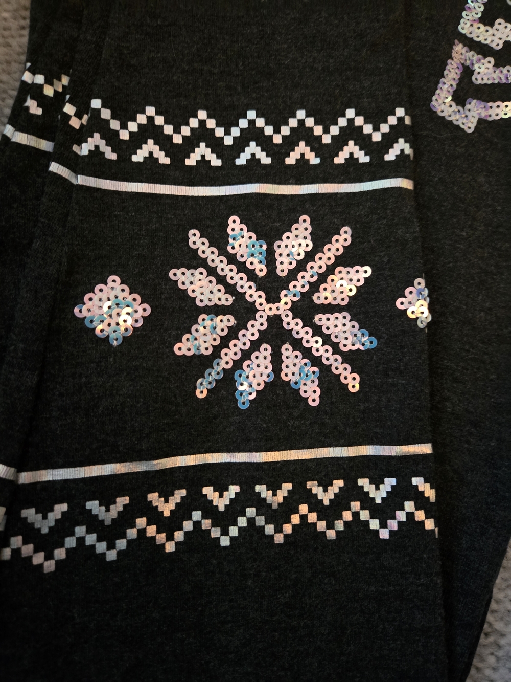 PINK Embellished Black Sweatpants with Snowflake Detail - Picture 3 of 6